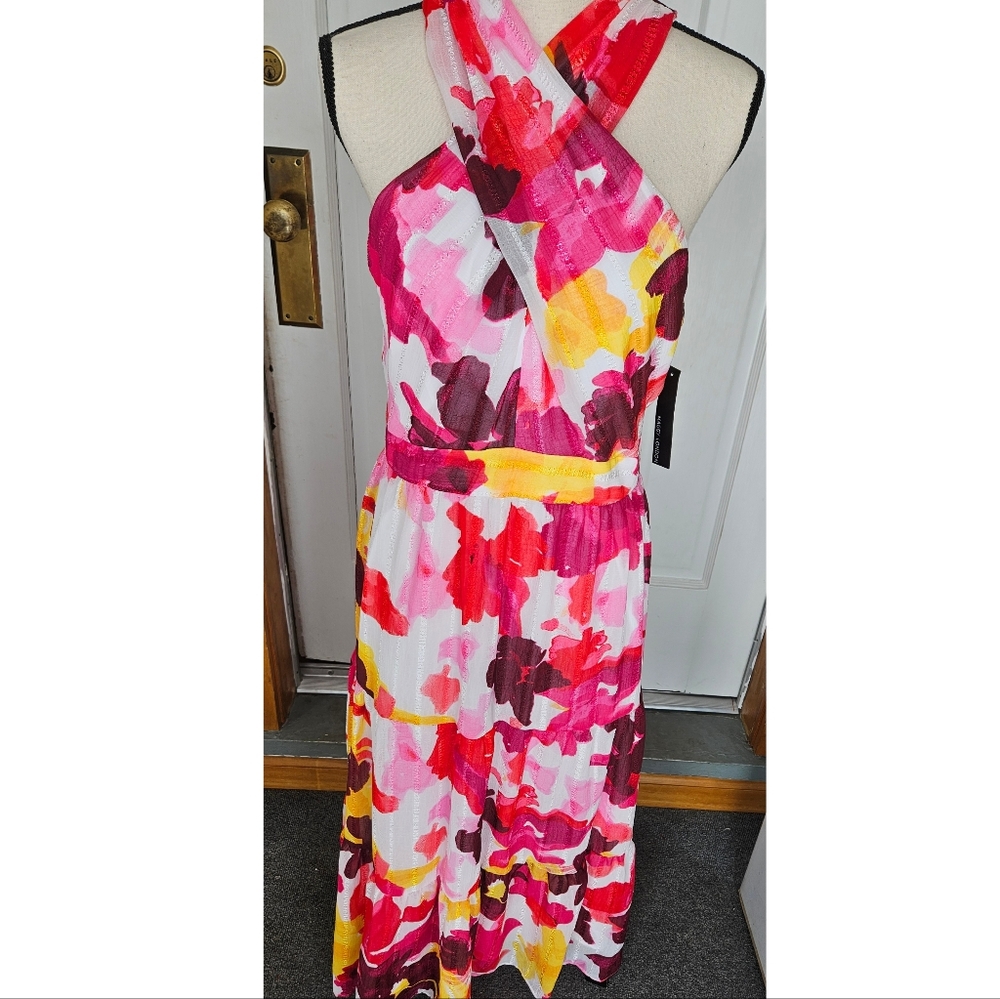 NWT Maggy London Criss-Cross Halter Tiered Maxi Dress, Size 10 - Picture 9 of 17